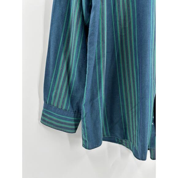 McGregor Classics Button Down Shirt Mens 2XL XXL Blue Green Striped Long Sleeves - Picture 3 of 16